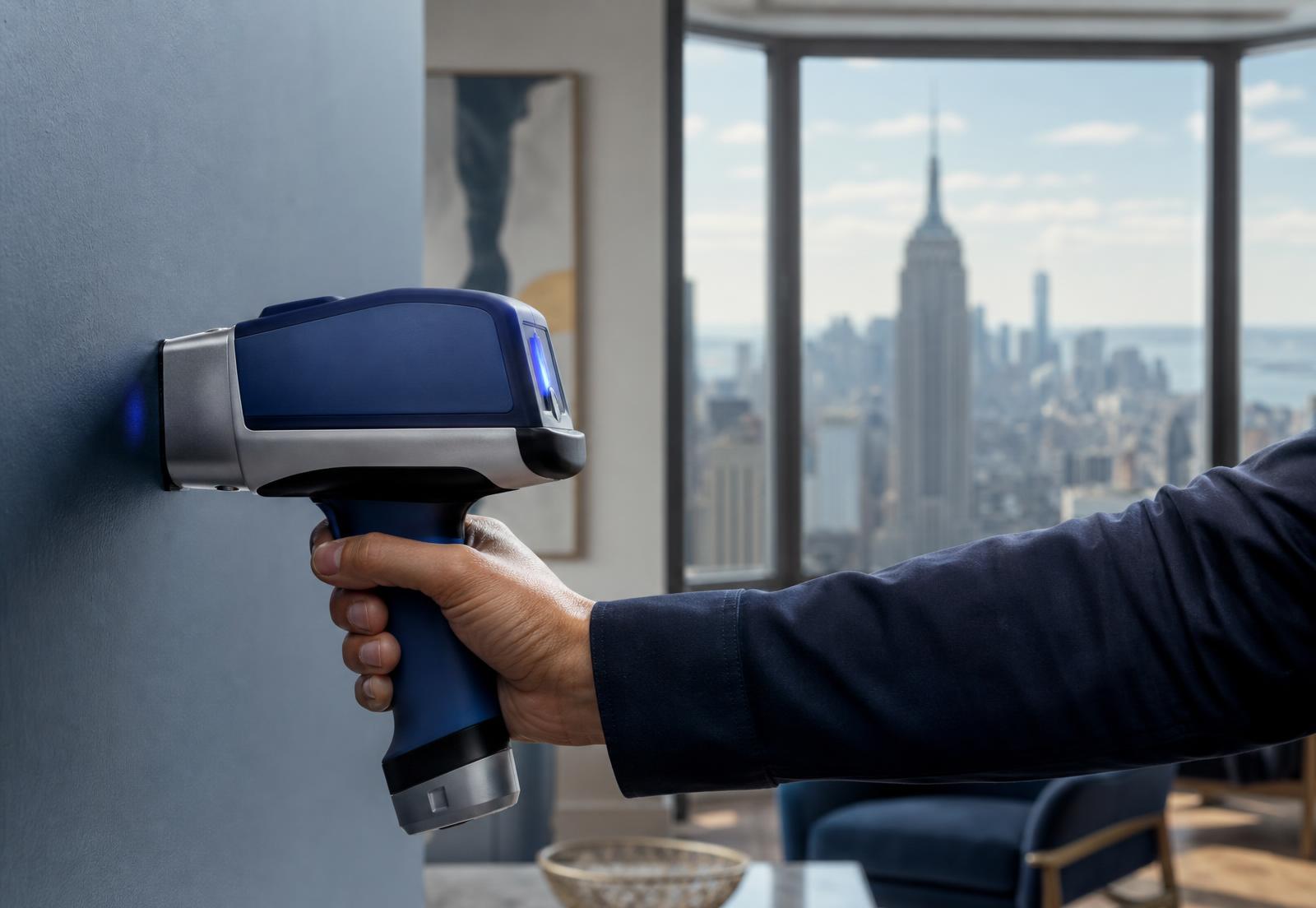 Viken PB220E XRF analyzer testing a painted wall in a New York City building